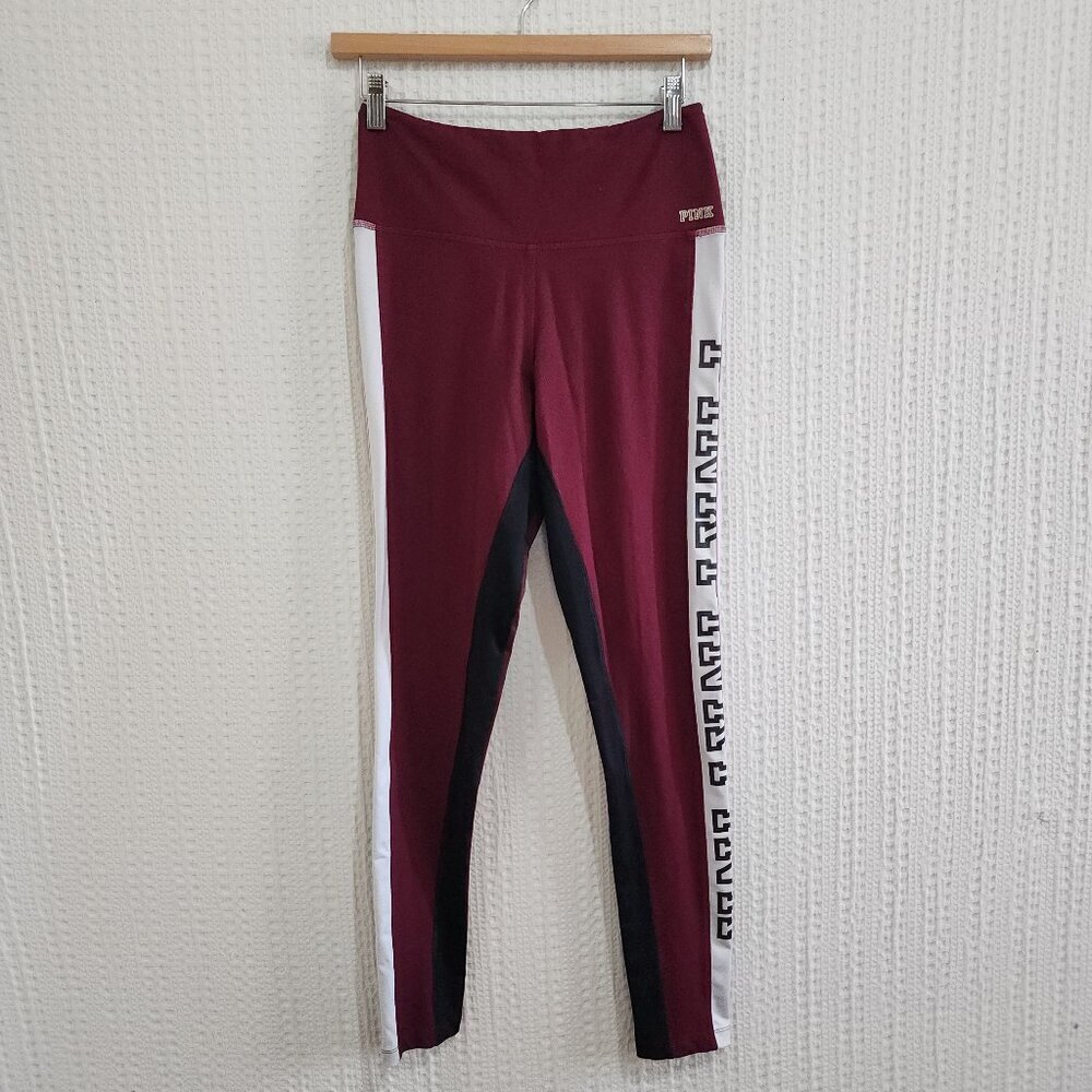 PINK Victoria's Secret Ultimate Maroon Logo Leggings Size Medium - Picture 2 of 12
